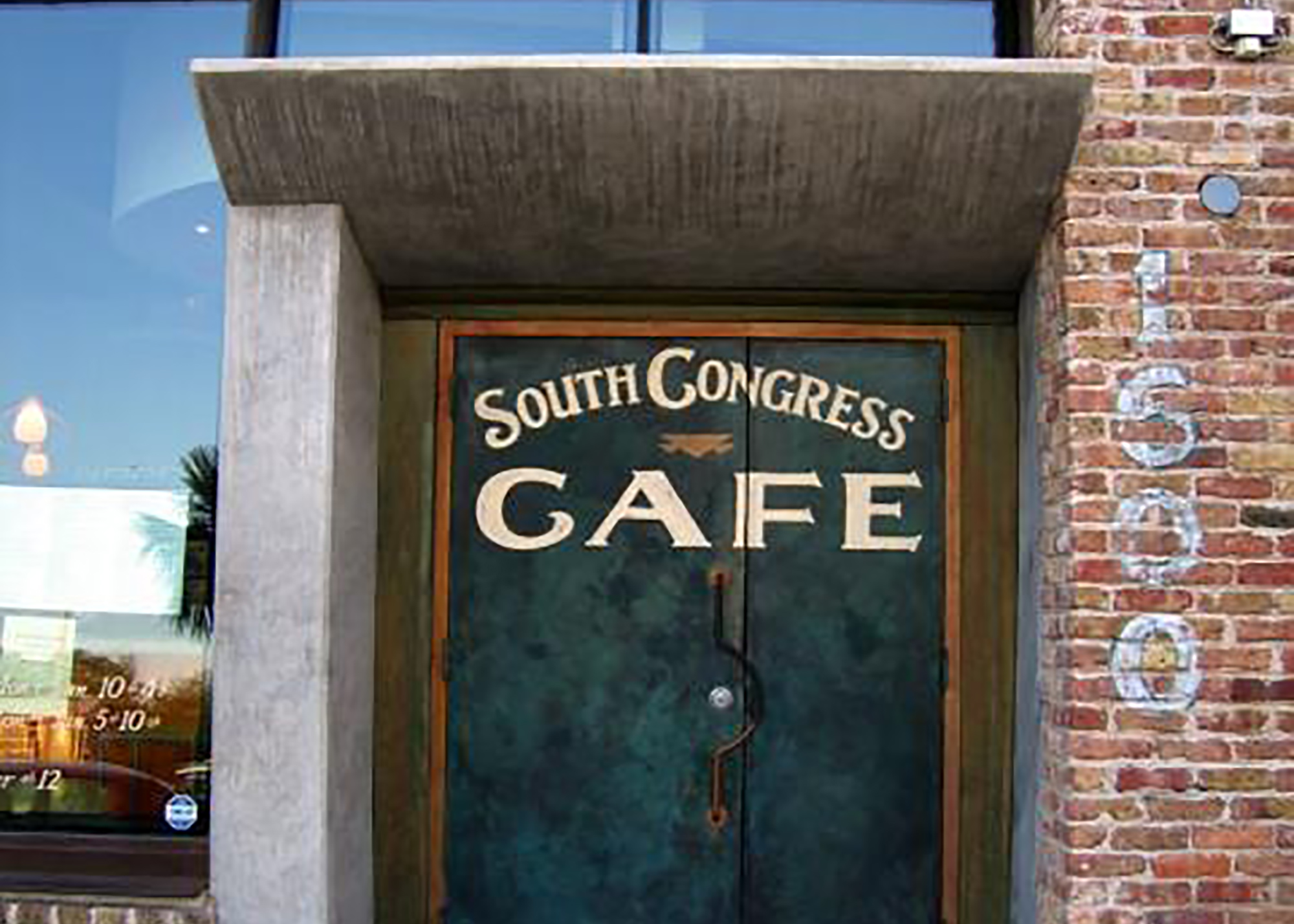 South Congress Cafe sign on door