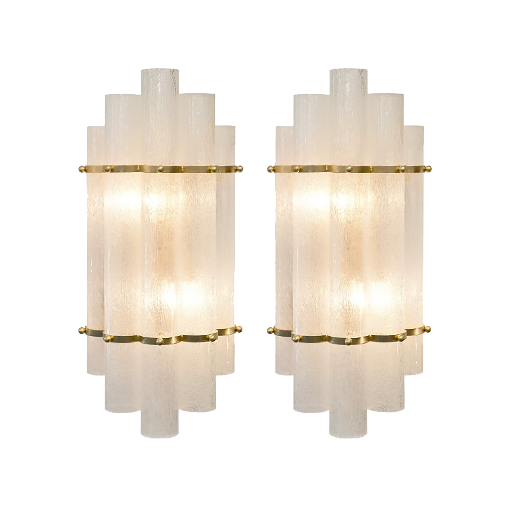 Glass and bronze sconces