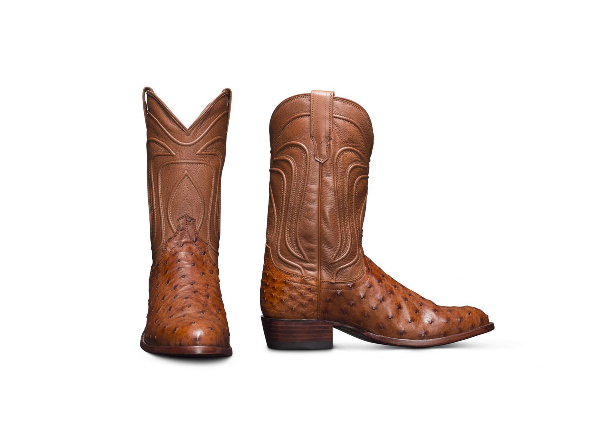 Brown leather cowboy boots