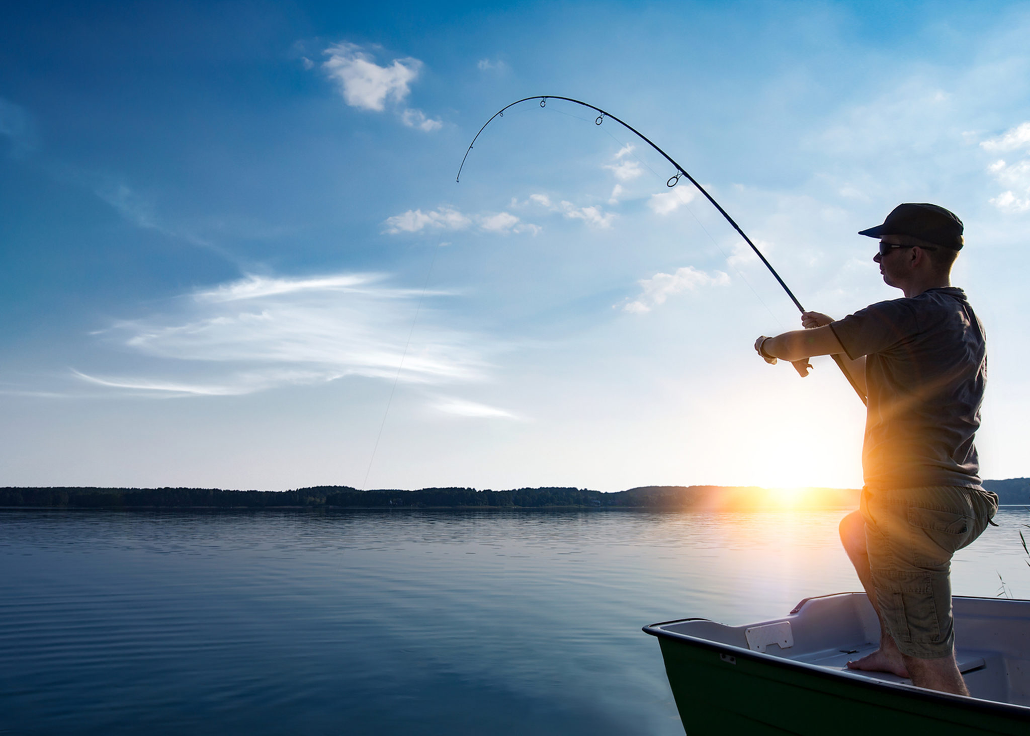 Man fishing on a lake