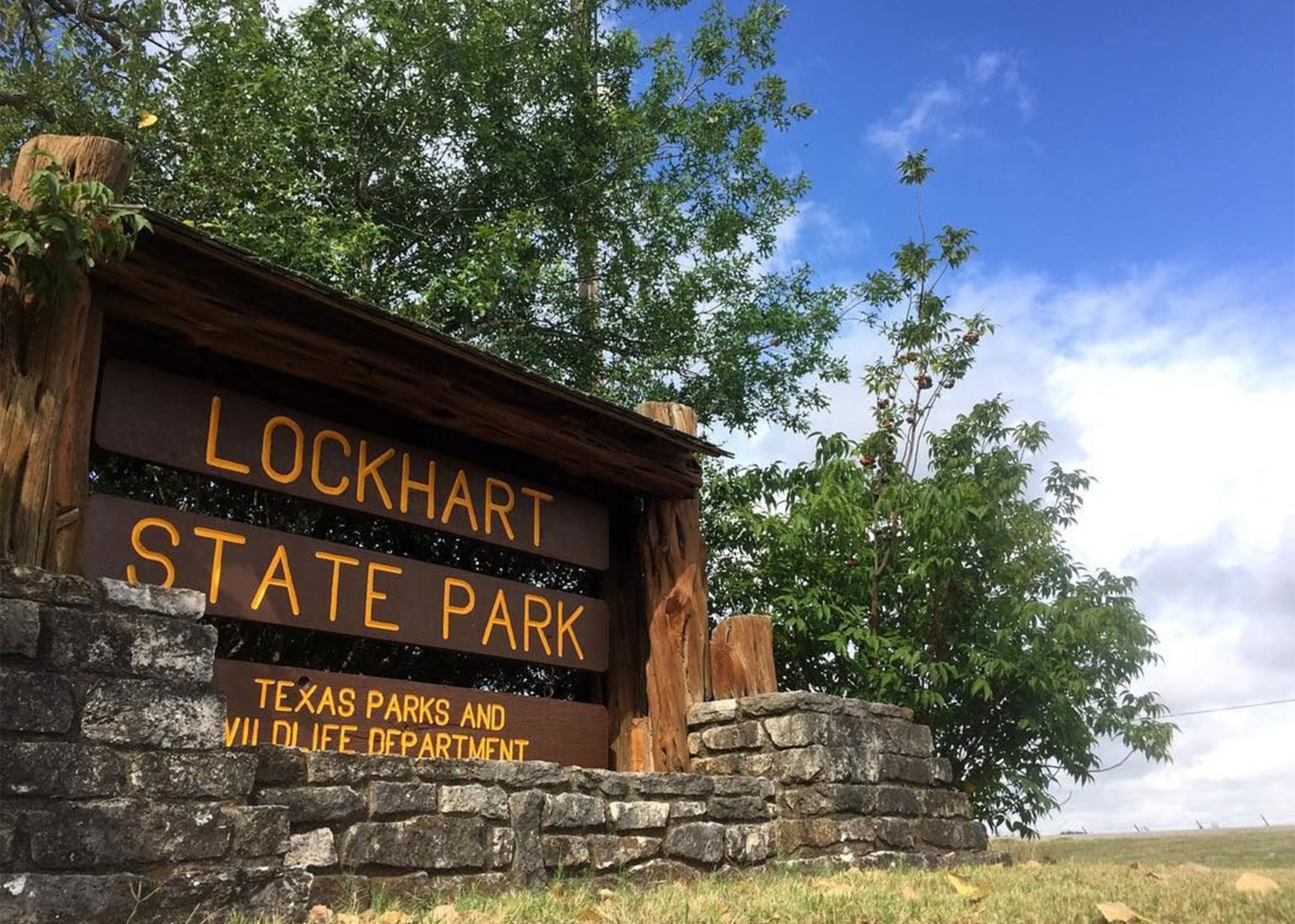 Lockhart State Park sign