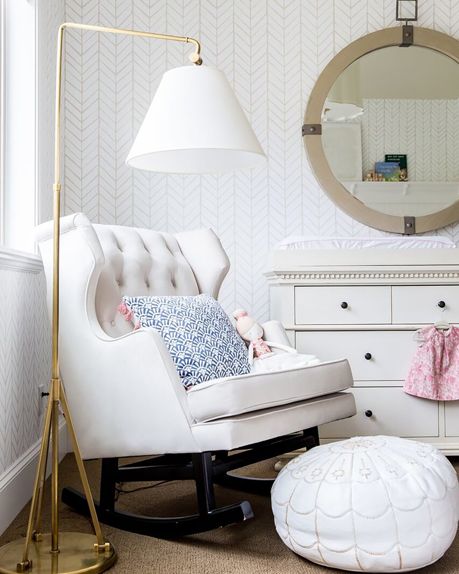 Stylish rocking chair in nursery