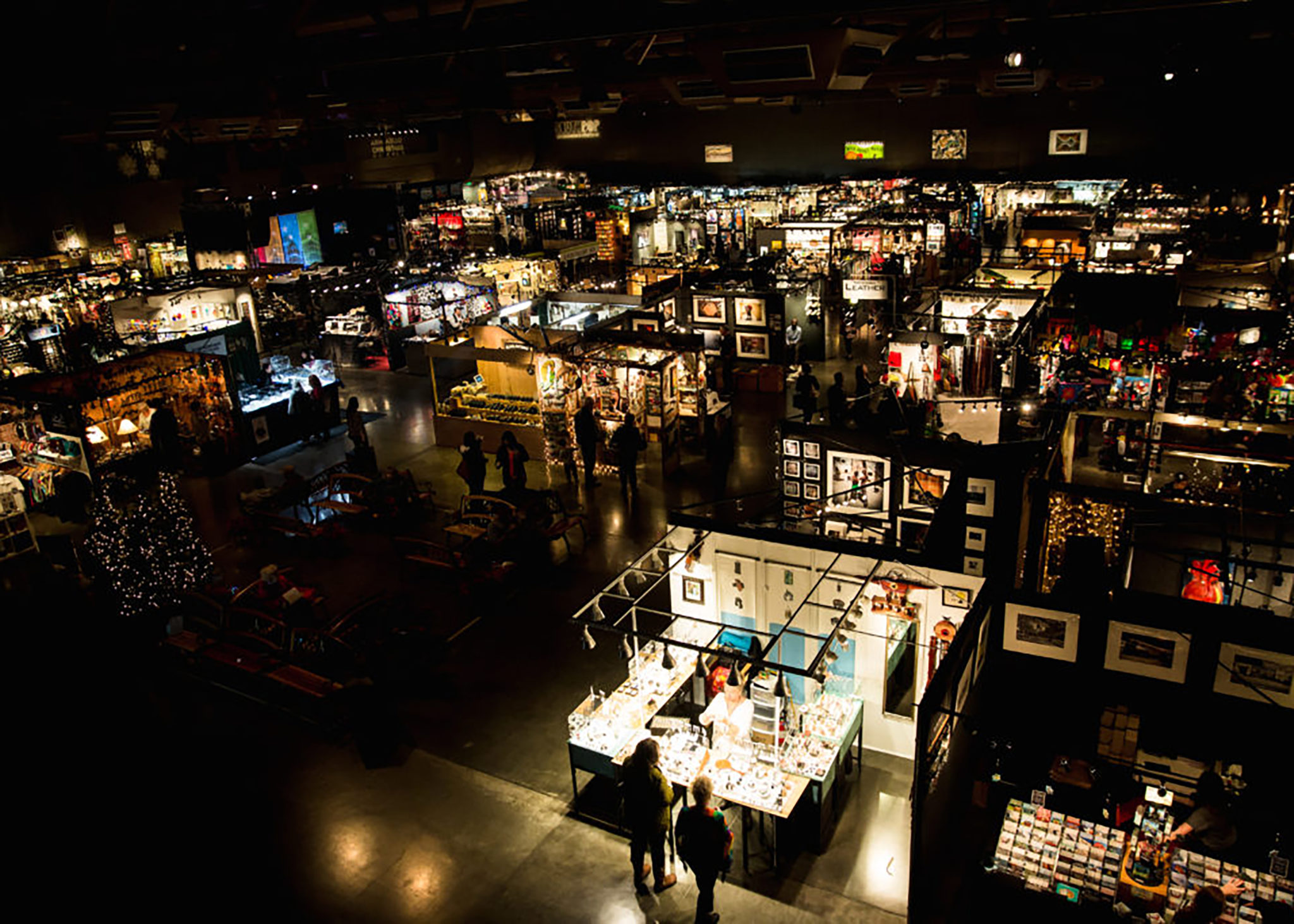 Overhead view of booths