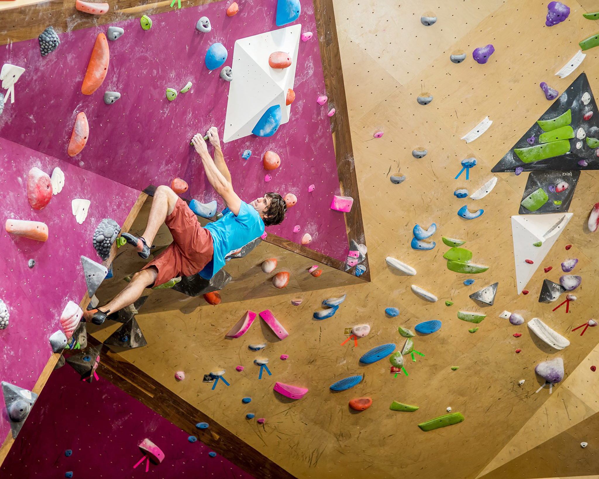 A person rock climbing