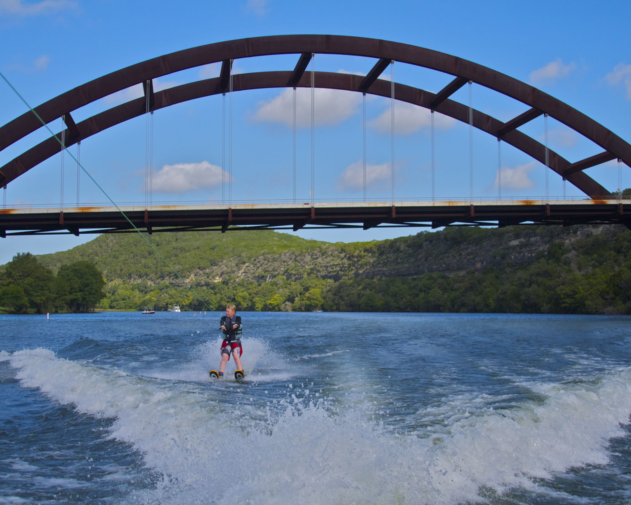 Person water skiing on Lake Austin