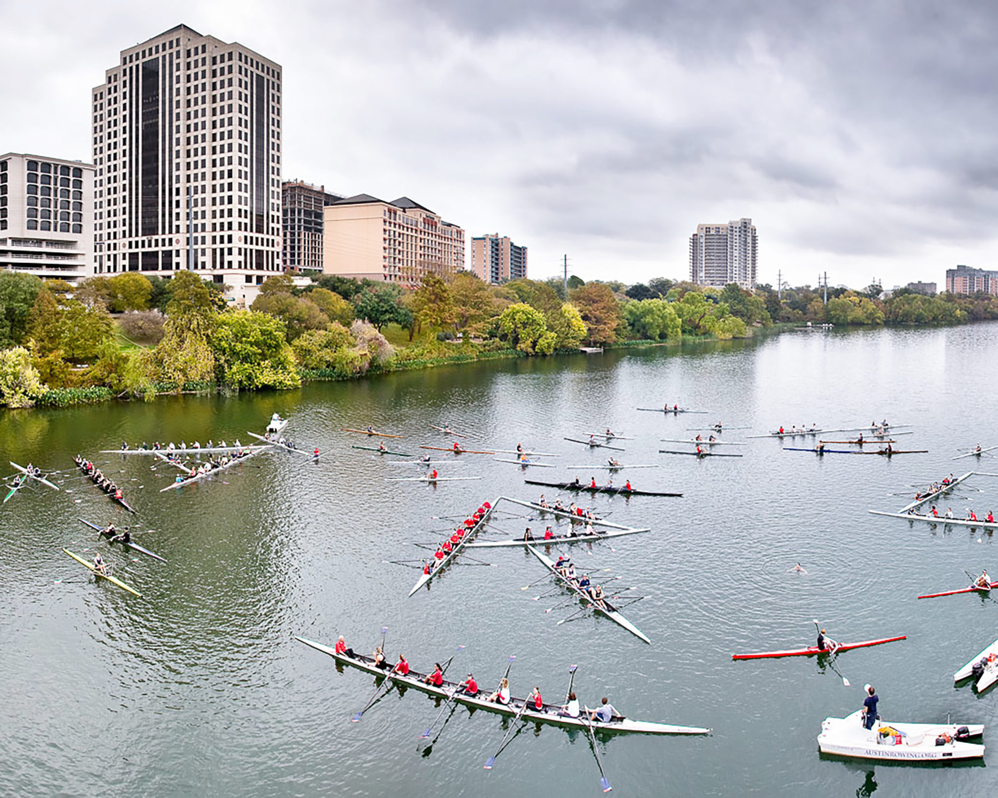 People rowing on Ladybird Lake