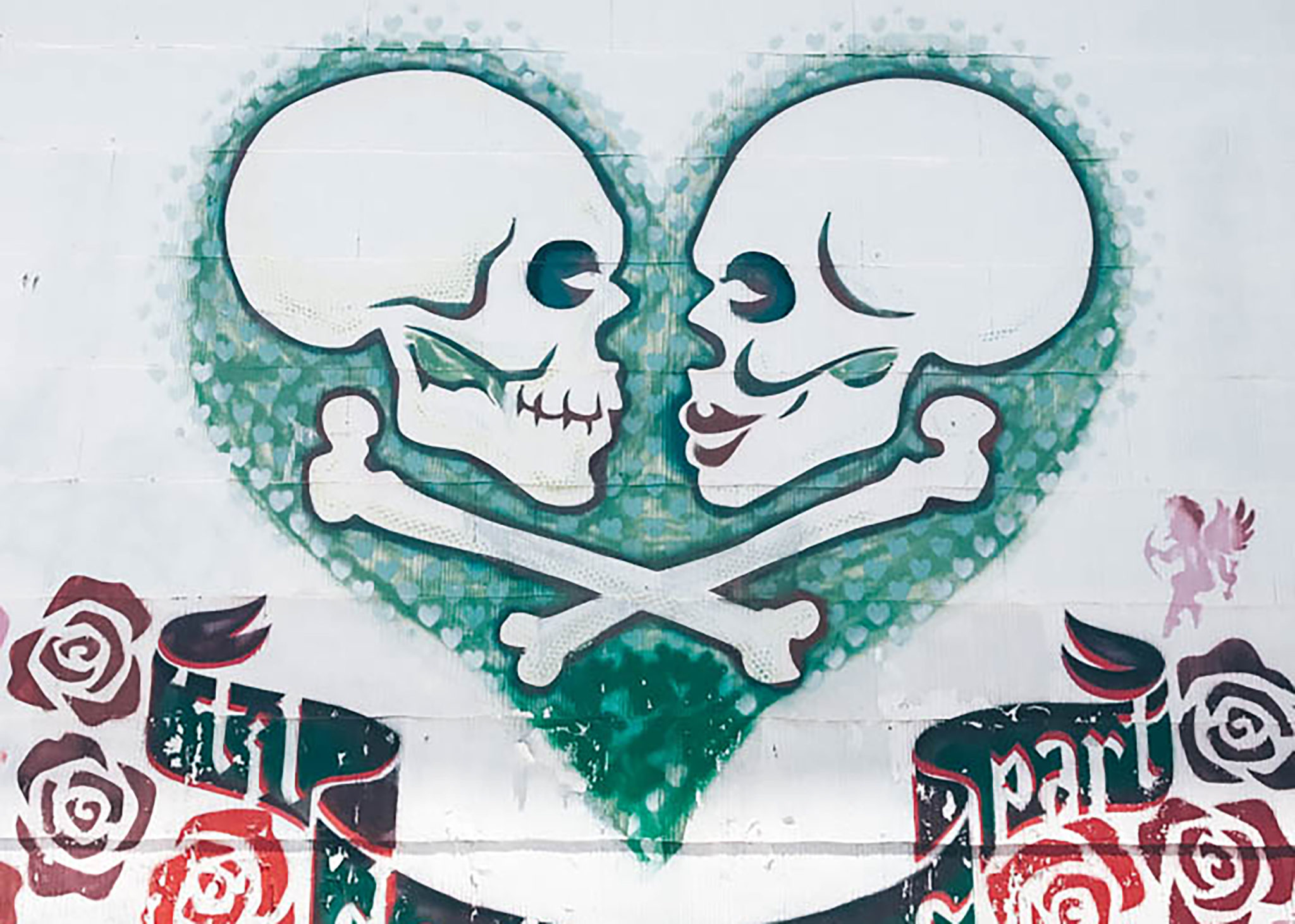 Skulls mural in Austin