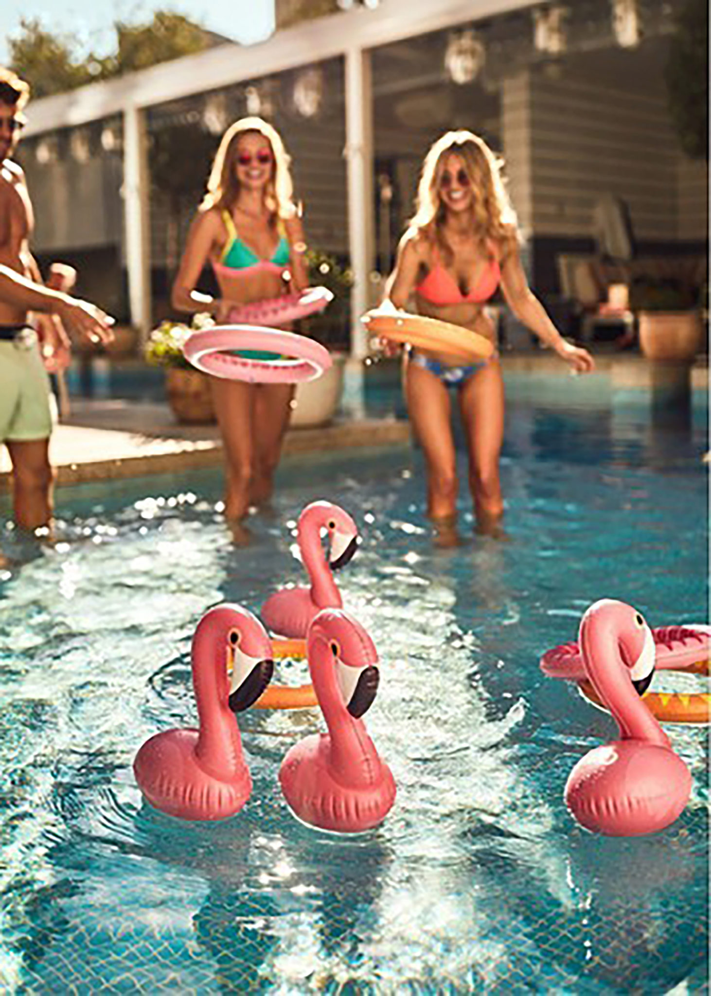 Women playing in a pool