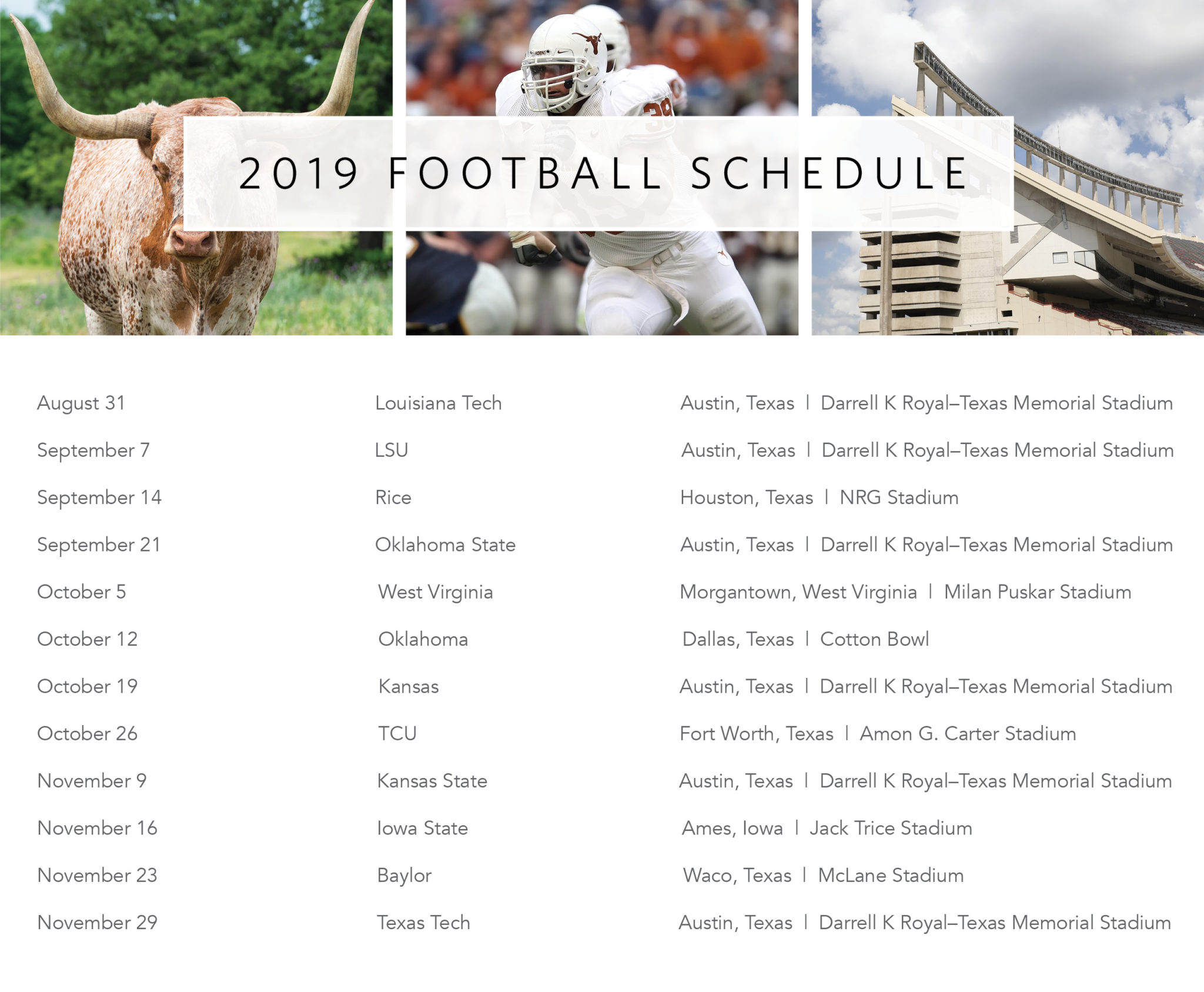 2019 UT football schedule