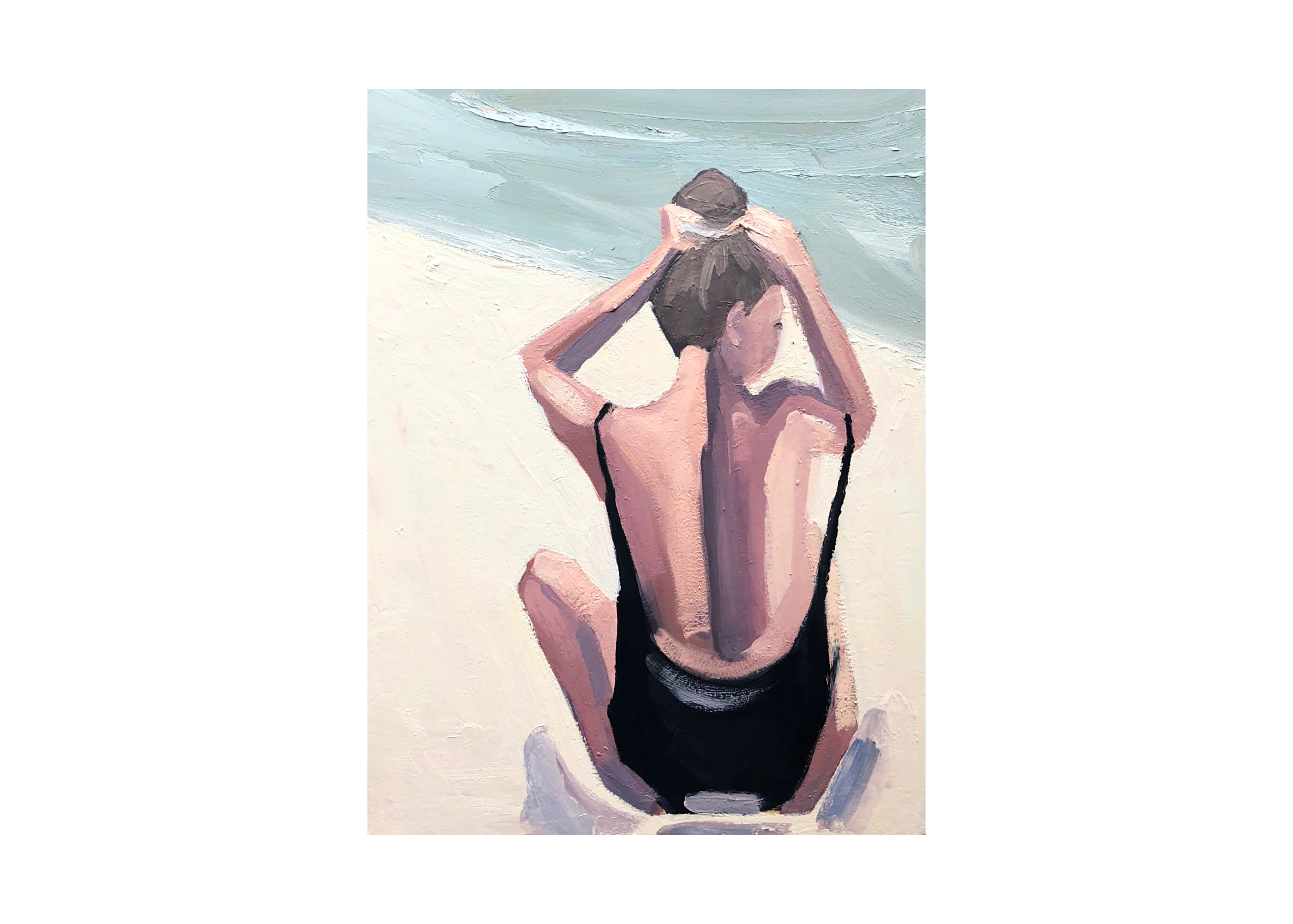 Painting of a girl at the beach