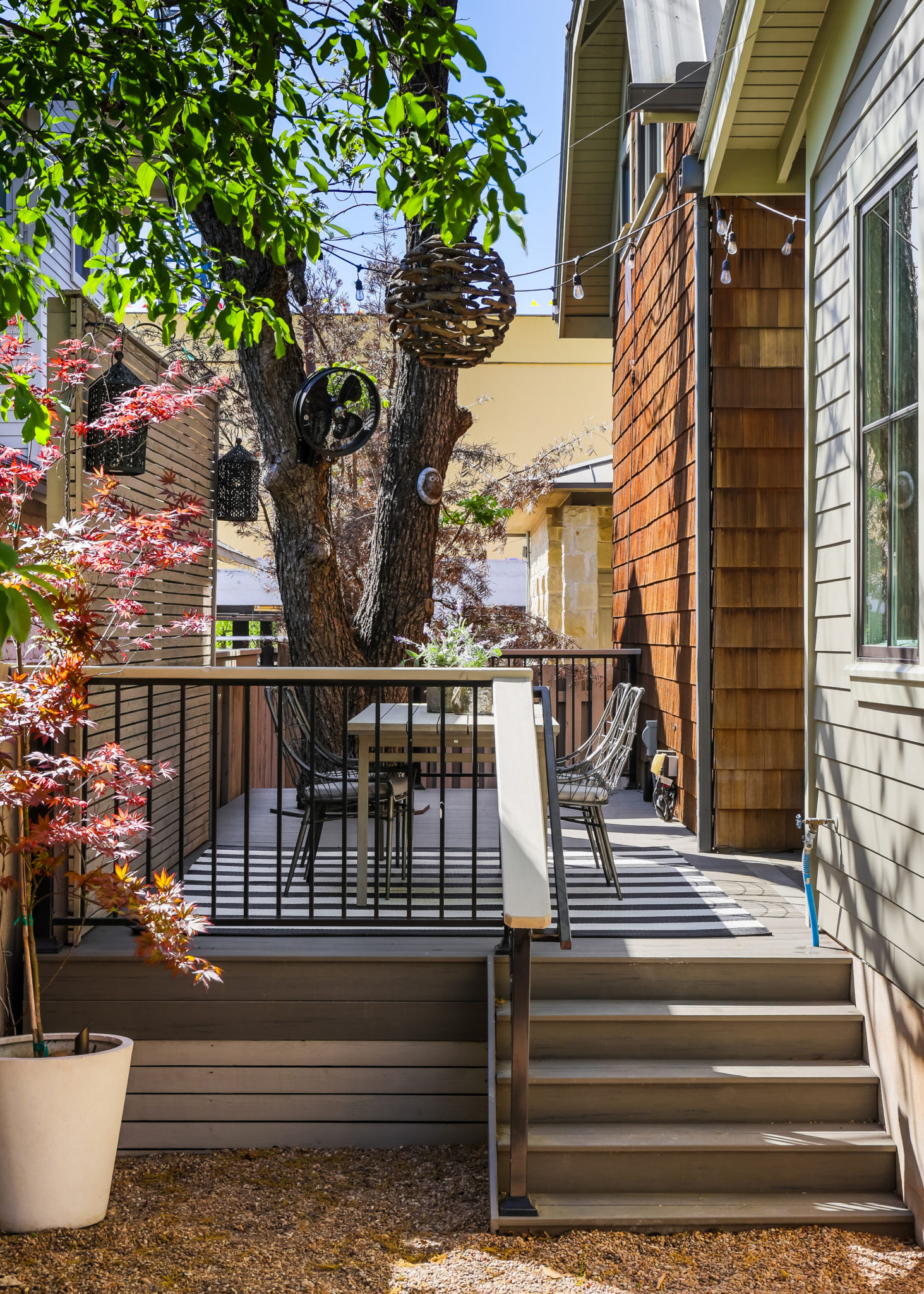 Backyard dining area