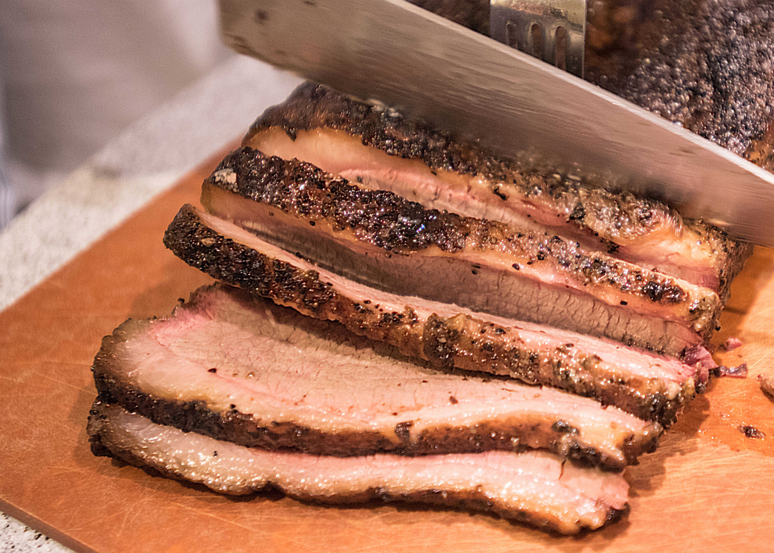 Brisket being cut