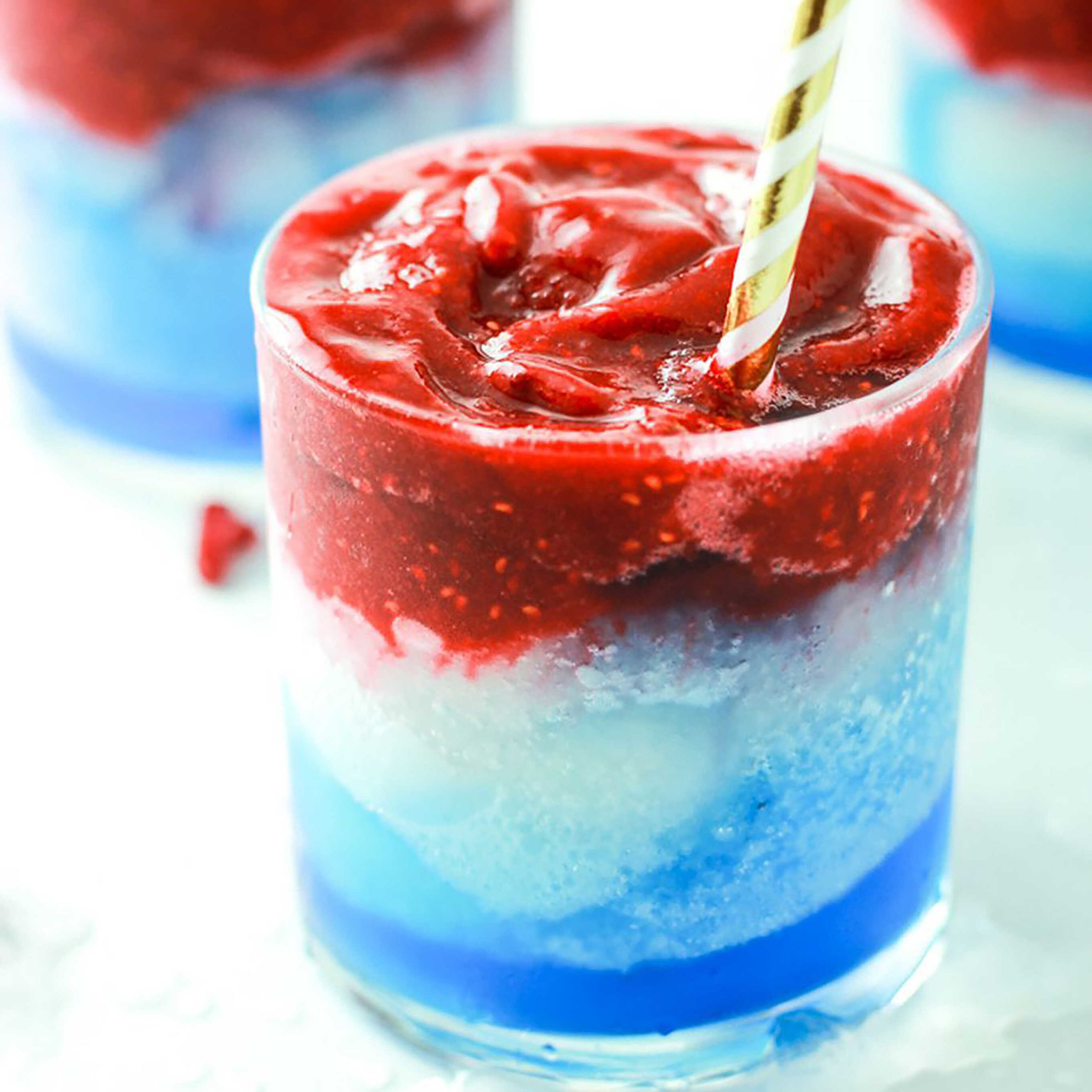 Red, white, and blue frozen cocktail