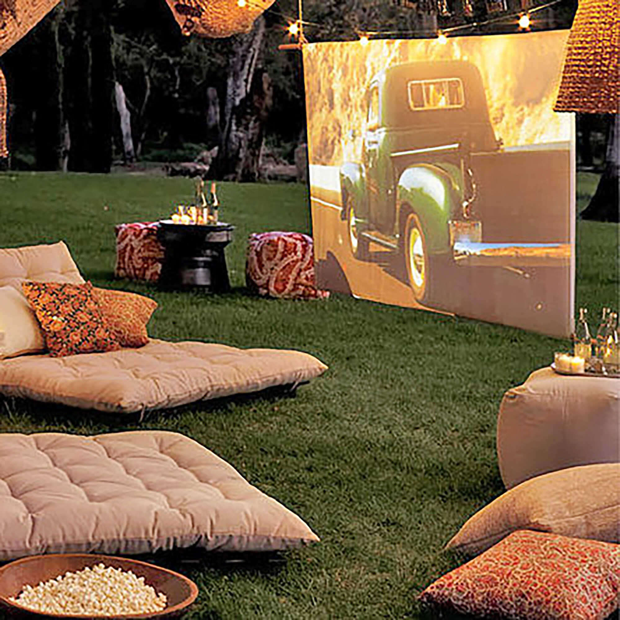 Outdoor movie setup