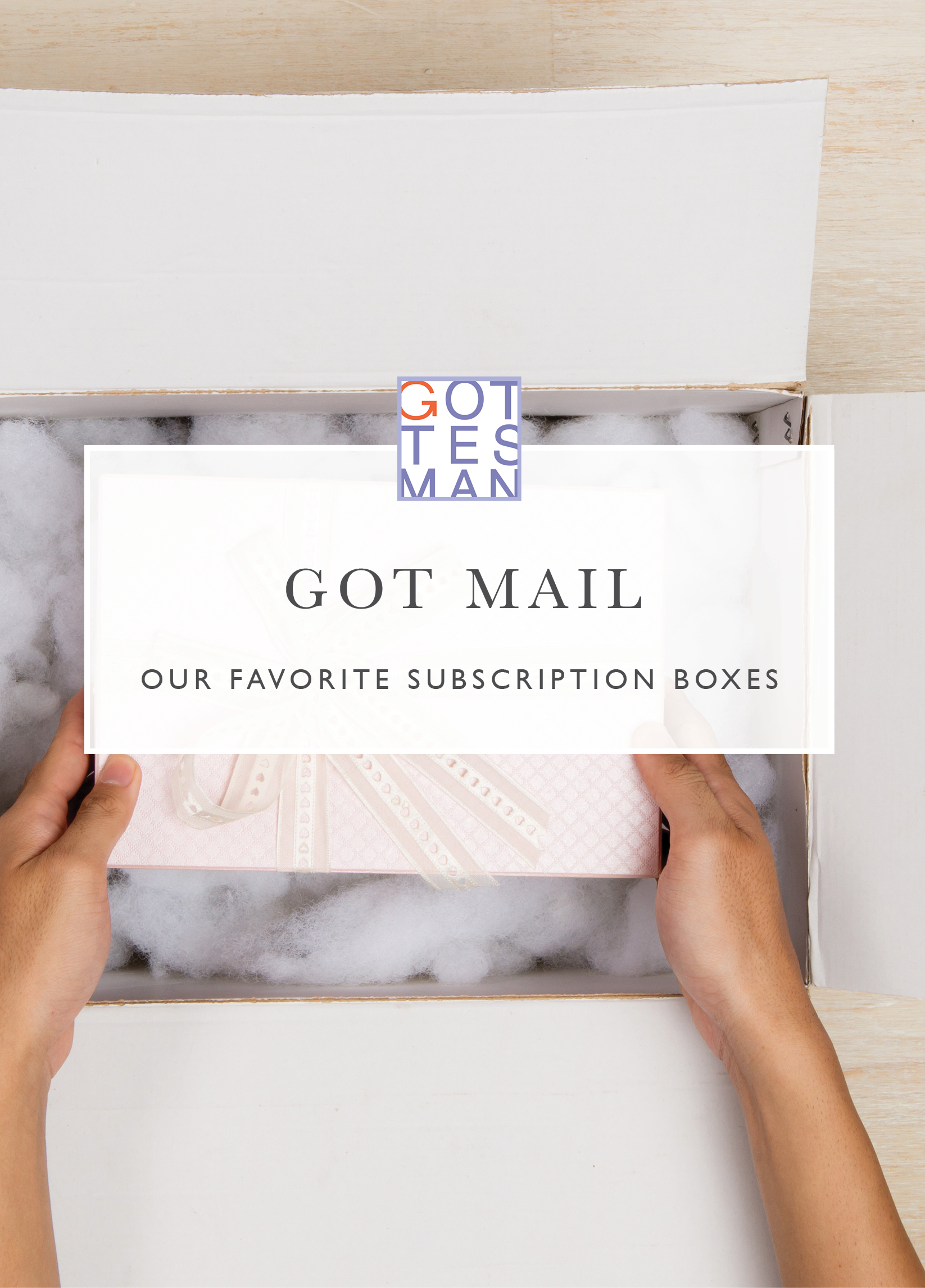 Box with text overlay, "Got Mail: Our Favorite Subscription Boxes"