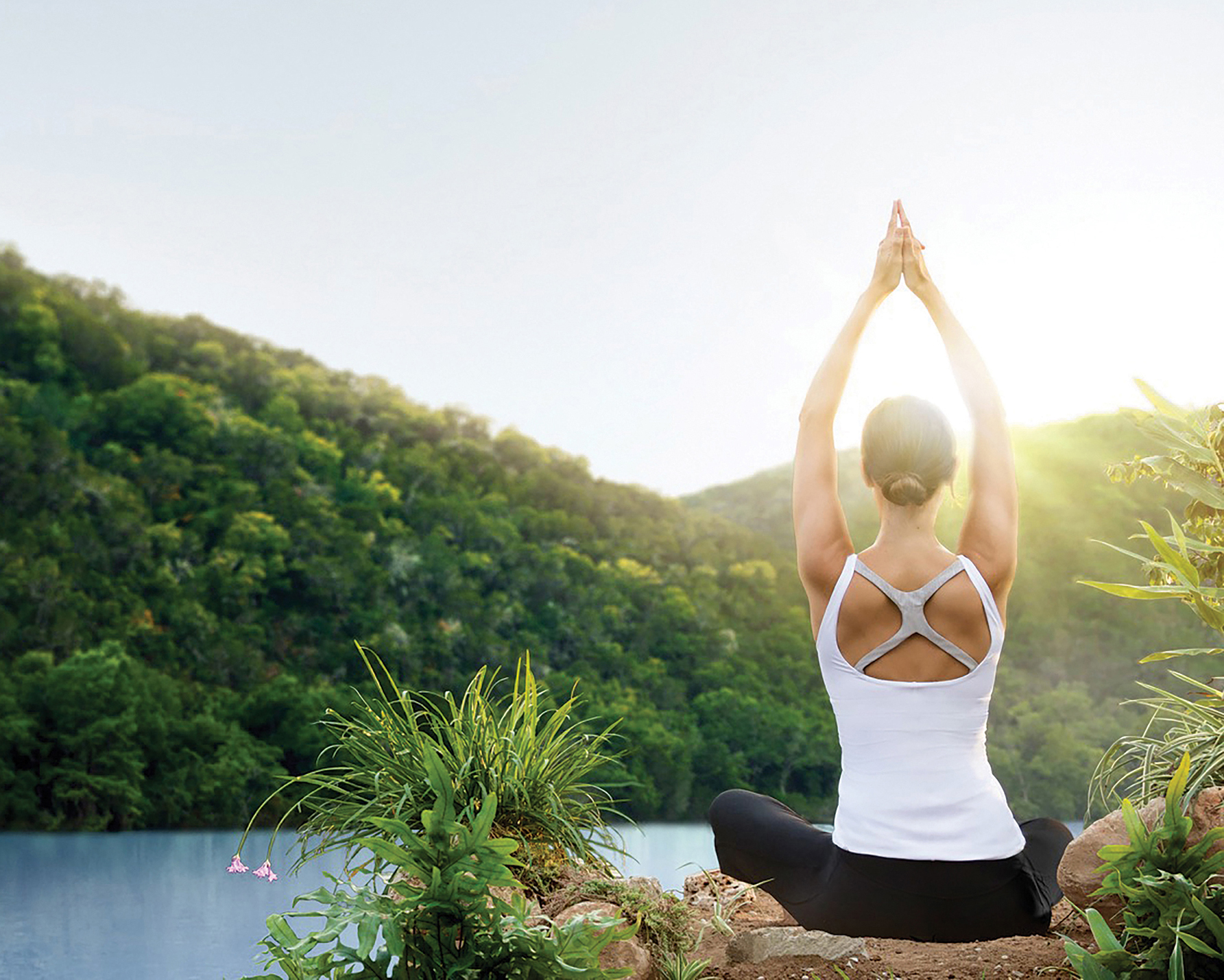 Woman doing yoga outside