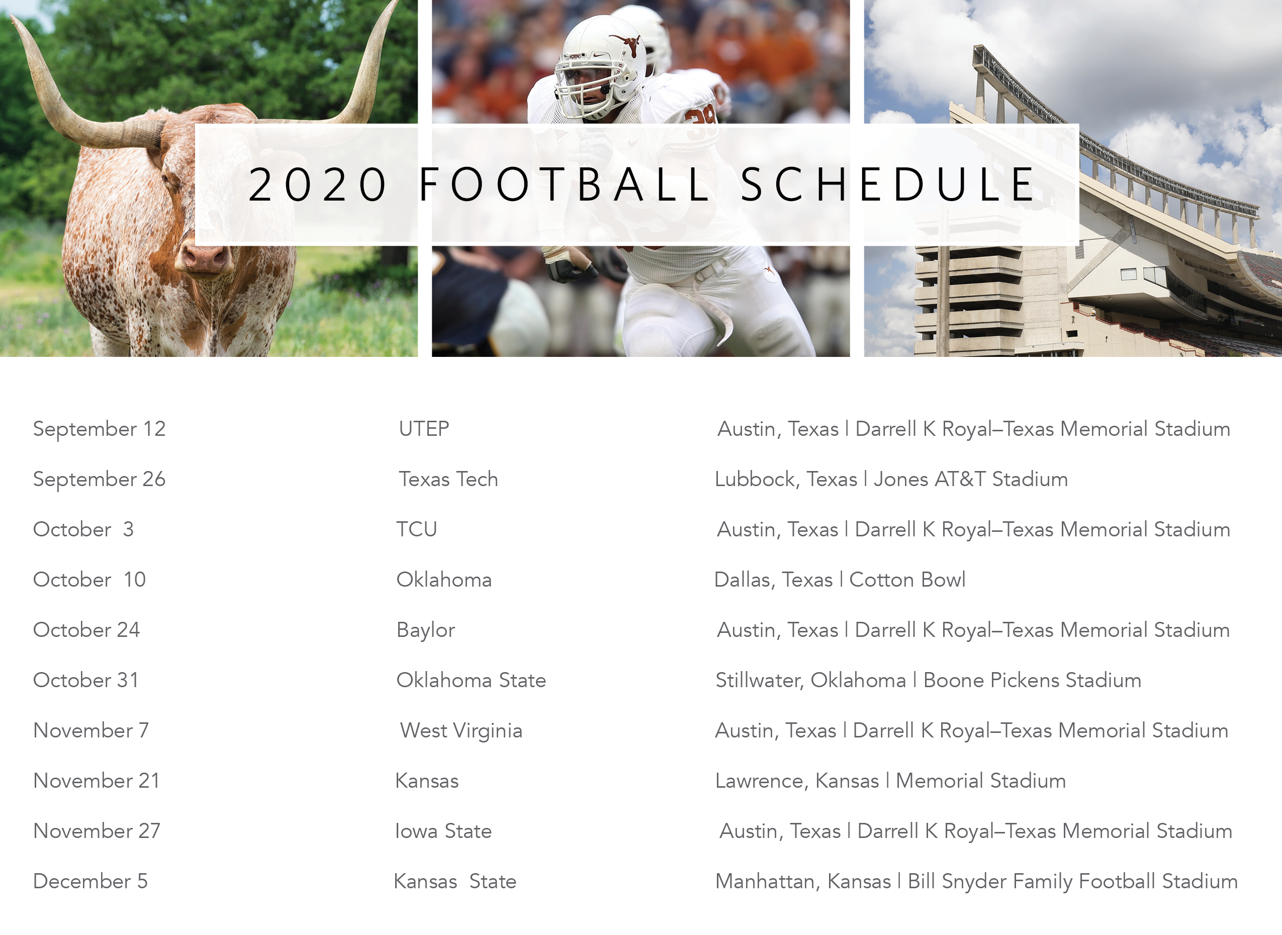 2020 UT football schedule
