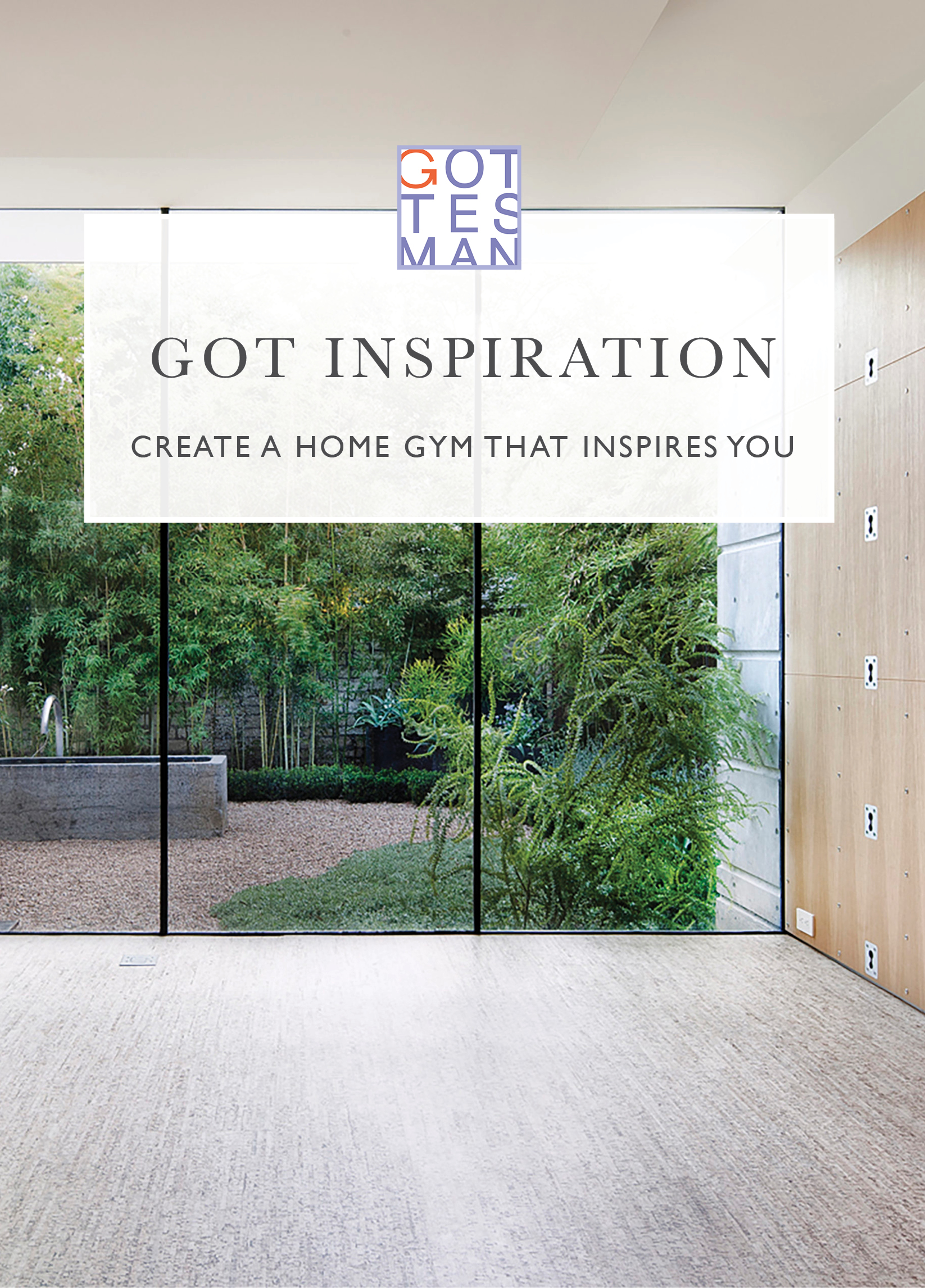Studio interior with text overlay, "Got Inspiration: Create a Home Gym That Inspires You"