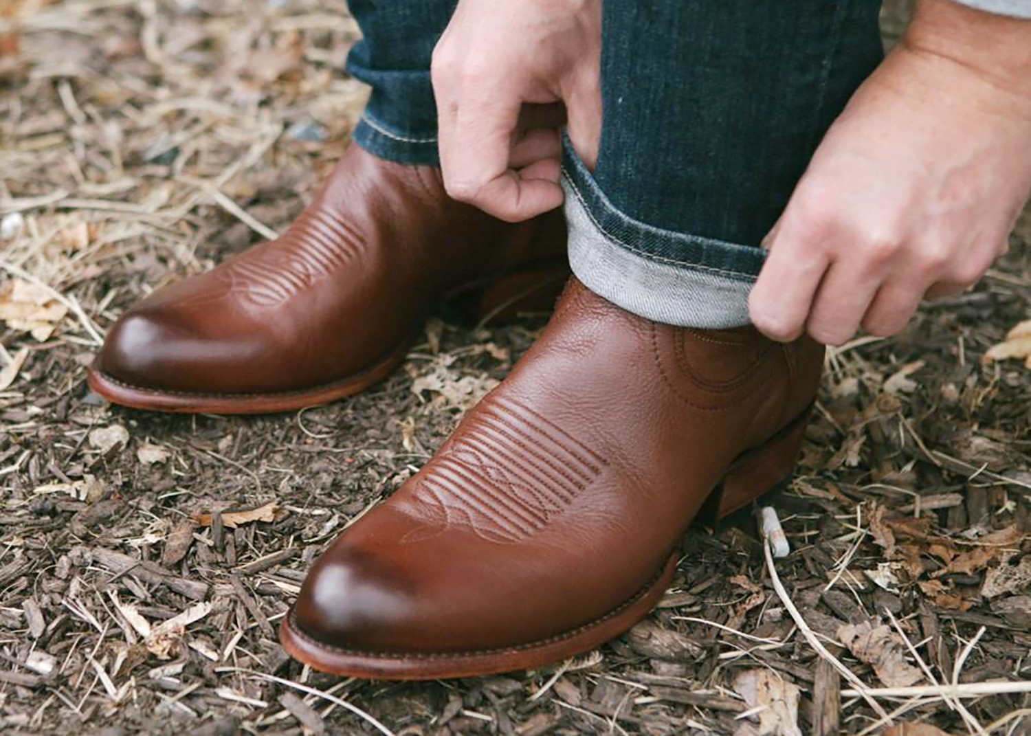 Brown cowboy boots