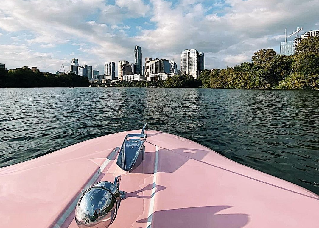 Pink boat LBJ lake