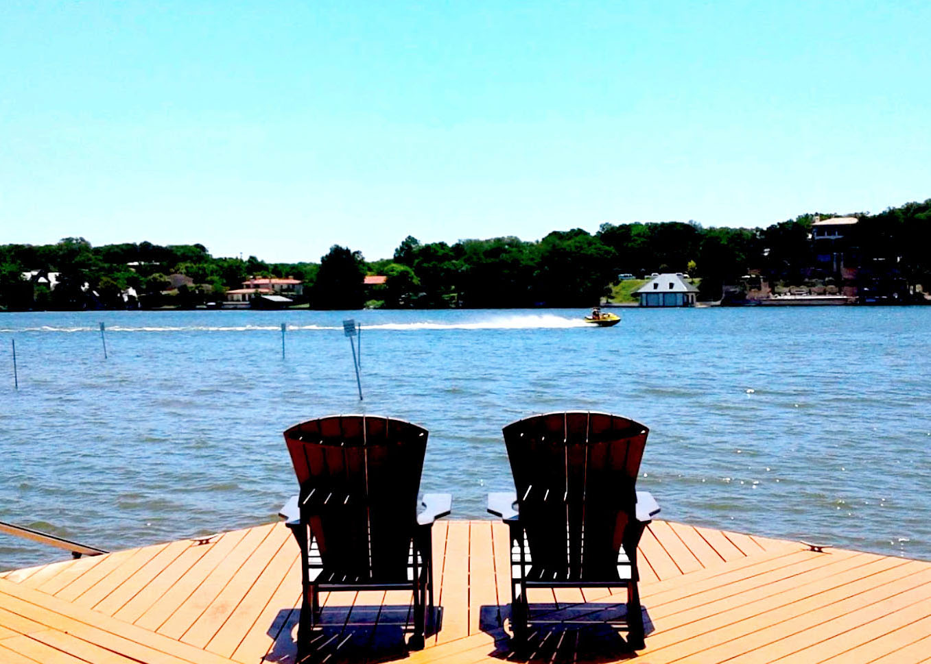 Lounge chair by lake